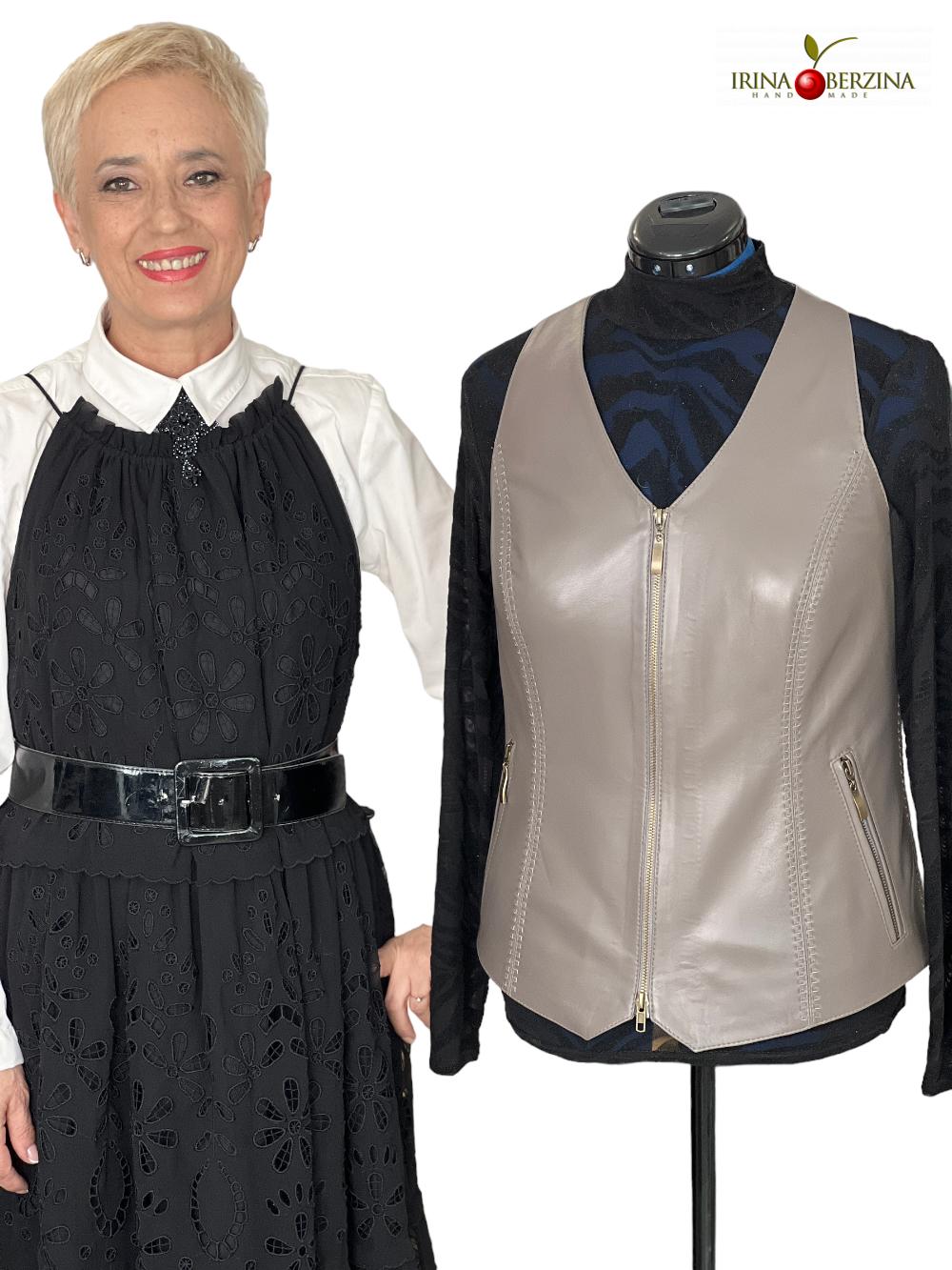 1525 - Пошив жилета из серой кожи в комплект, декор. Фото Ирины Берзиной. 06 1525 - Пошив жилета из серой кожи в комплект, декор. Фото Ирины Берзиной